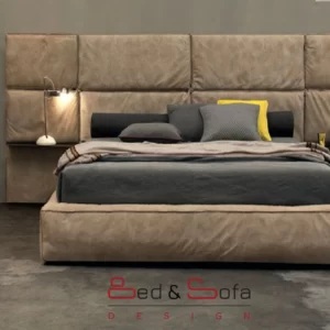 LIMA - υφασμάτινο κρεβάτι με δύο ενσωματωμένα ράφια