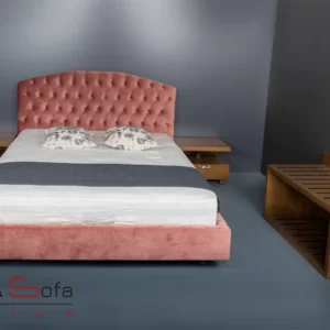 PRAGA - Υφασμάτινο κρεβάτι με κουμπιά στο κεφαλάρι