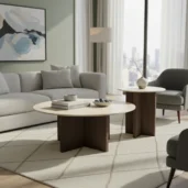 Set of 2 Living Room Tables (155 & 85 E) – Contemporary Harmony with Fluted Bases