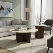 Set of 2 Living Room Tables (155 & 85 E) – Contemporary Harmony with Fluted Bases