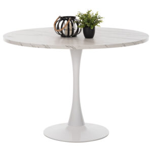 ΤΡΑΠΕΖΙ ΤΡΑΠΕΖΑΡΙΑΣ ROLLO HM9422.11 ΣΤΡΟΓΓΥΛΟ WHITE MARBLE Φ120x74Yεκ.